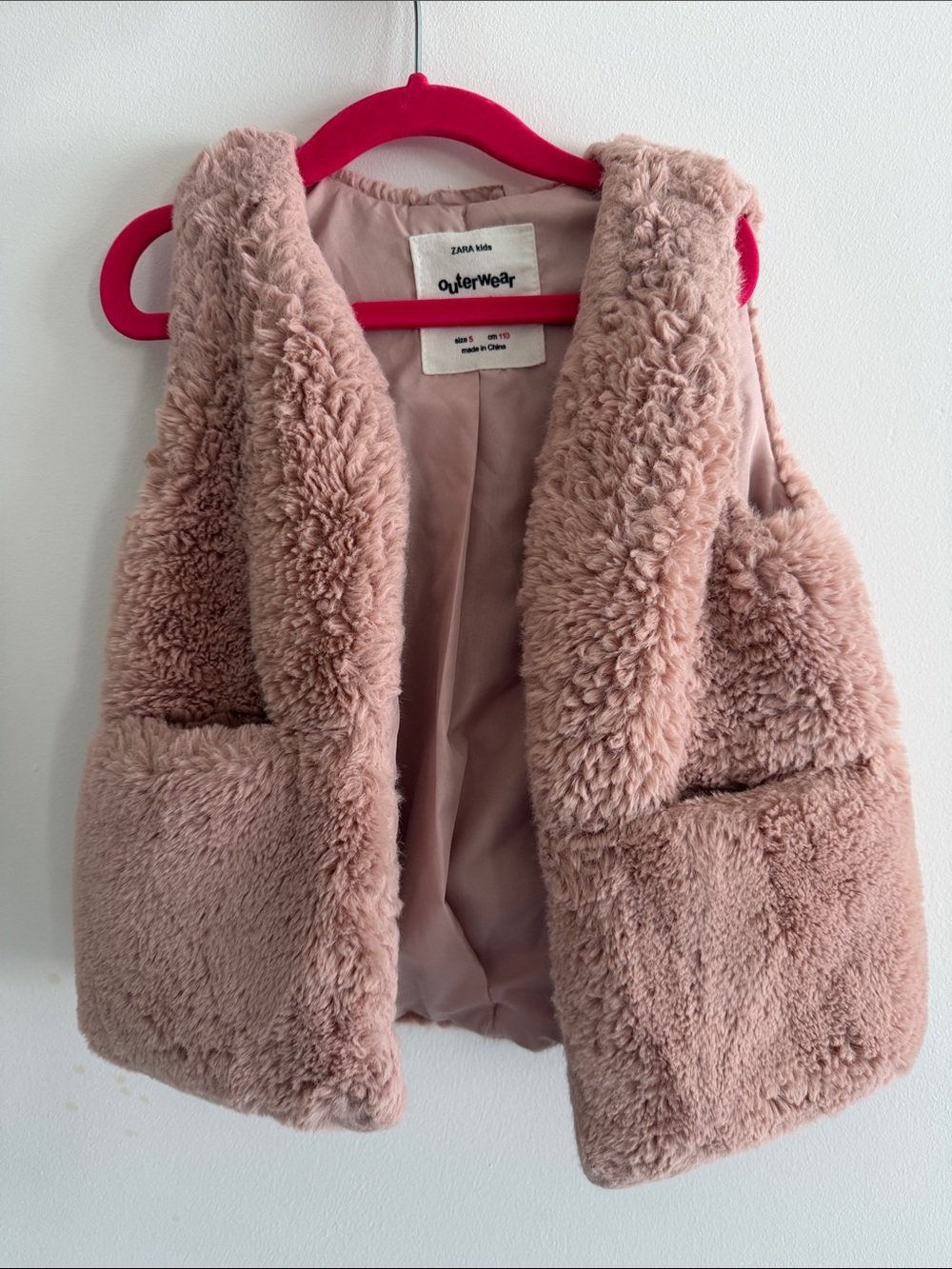 Zara Kids Blush Pink Faux Fur Vest